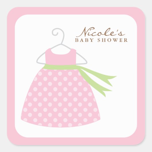 Roze Baby dress Vierkante Sticker (Voorkant)