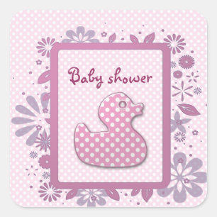 roze baby ducky vierkante sticker