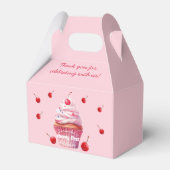 Roze Baby Eerste Kersen & Cupcake Verjaardagsfeest Bedankdoosjes (Voorkant Zijde)