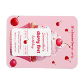 Roze Baby Eerste Kersen & Cupcake Verjaardagsfeest Magneet (Horizontaal)