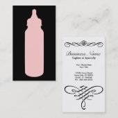 roze baby flesje visitekaartje (Voorkant / Achterkant)