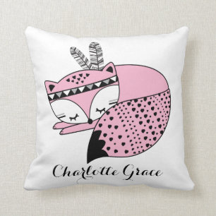 Roze Baby Fox Tribal Woodland Forest Nursery Gift Kussen