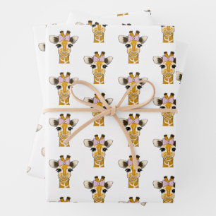 Roze Baby Giraffe Gift Wrap, Wild One Inpakpapier Vel