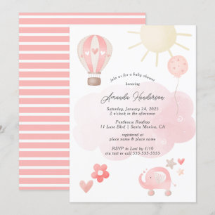 Roze Baby Girl Baby shower Uitnodiging