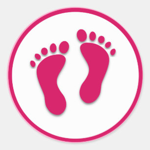 Roze Baby Girl Foot Prints Ronde Sticker