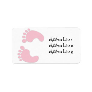 Roze Baby Girl Footprint Address Label