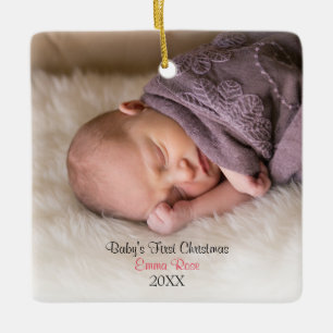 Roze baby Girl Foto baby's eerste kerstdag Keramisch Ornament