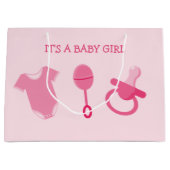 Roze baby Girl Het is een babymeisje Groot Cadeauzakje (Voorkant)
