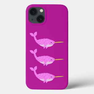 Roze Baby Girl Narwhal iPhone 13 Hoesje