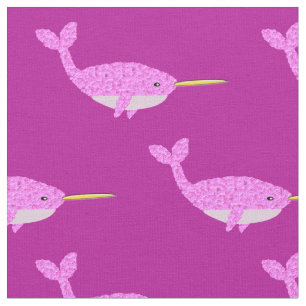 Roze Baby Girl Narwhal gevlekt Stof
