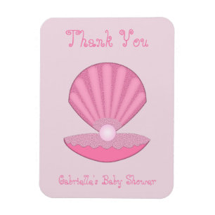 Roze Baby Girl Oyster shell en Pearl Baby shower Magneet