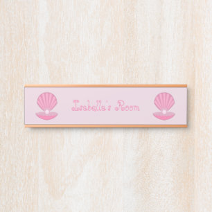 Roze Baby Girl Oyster shell en Pearl Custom Name Deurbordje