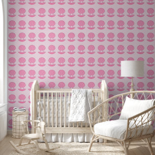 Roze Baby Girl Oyster shell en Pearl Patterned Behang