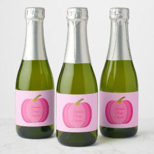 Roze Baby Girl Pumpkin Aangepast Baby shower Sparkling Wijnetiket