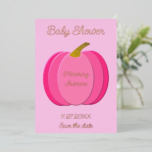  Roze Baby Girl Pumpkin Baby shower Aangepast Folie Feestdagenkaart