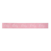 Roze Baby Girl Script Elegant Baby shower Satin Ri Lint (Voorkant)