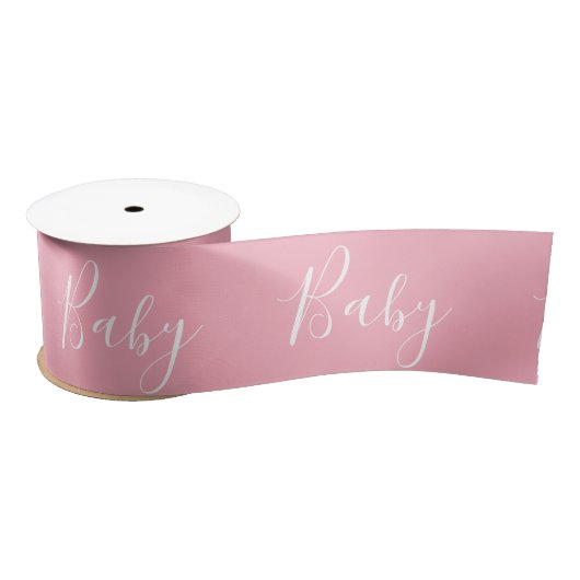Roze Baby Girl Script Elegant Baby shower Satin Ri Lint (Spoel)