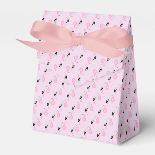 Roze Baby Girl Stork Baby shower Bedankdoosjes (Voorkant Zijde)