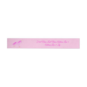 Roze Baby Girl Unicorn, aangepast Adreslabel Wikkel
