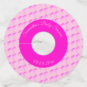 Roze Baby Girl Unicorn Baby shower Aangepast Wijnglaslabel
