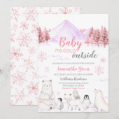 Roze Baby Het is koud buiten Baby shower Kaart (Voorkant / Achterkant)