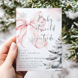 Roze Baby Het is koud buiten Bow Girl Baby shower Kaart