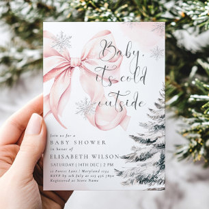 Roze Baby Het is koud buiten Bow Girl Baby shower Kaart