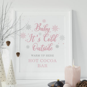 Roze Baby Het is koud buiten Hot Cocoa Bar Poster