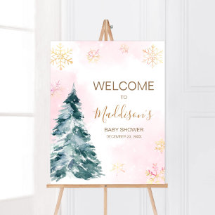 Roze Baby Het is koud buiten Welkom Poster
