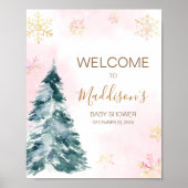 Roze Baby Het is koud buiten Welkom Poster (Voorkant)