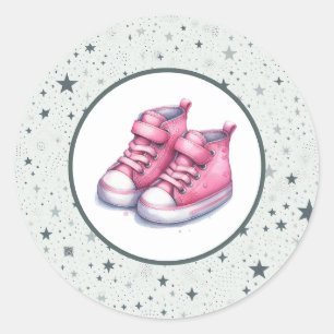 Roze Baby Hoge Topjes Baby shower Ronde Sticker