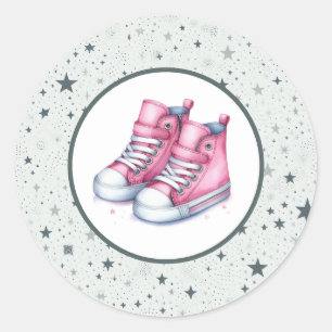 Roze Baby Hoge Topjes Baby shower Ronde Sticker
