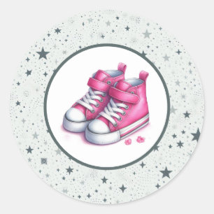 Roze Baby Hoge Topjes Baby shower Ronde Sticker