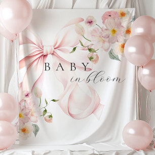 Roze Baby in Bloom Baby Shower Achtergrond Wandkleed