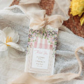 Roze Baby in Bloom Baby shower Dank u label Cadeaulabel