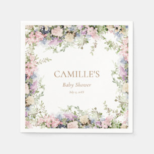 Roze Baby in Bloom Baby shower Dank u label Servet