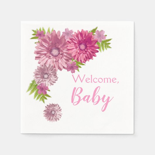 Roze Baby in Bloom Brunch Shower Servet (Voorkant)