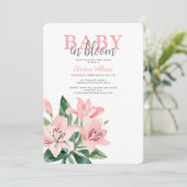 Roze Baby in Bloom Girl Baby shower Kaart (Staand voorkant)