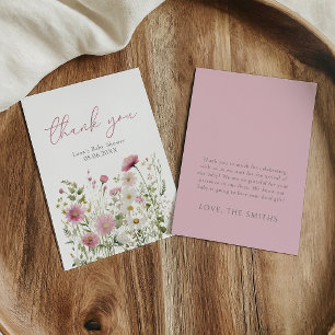 Roze Baby In Bloom Wildflower Baby Shower Kaart