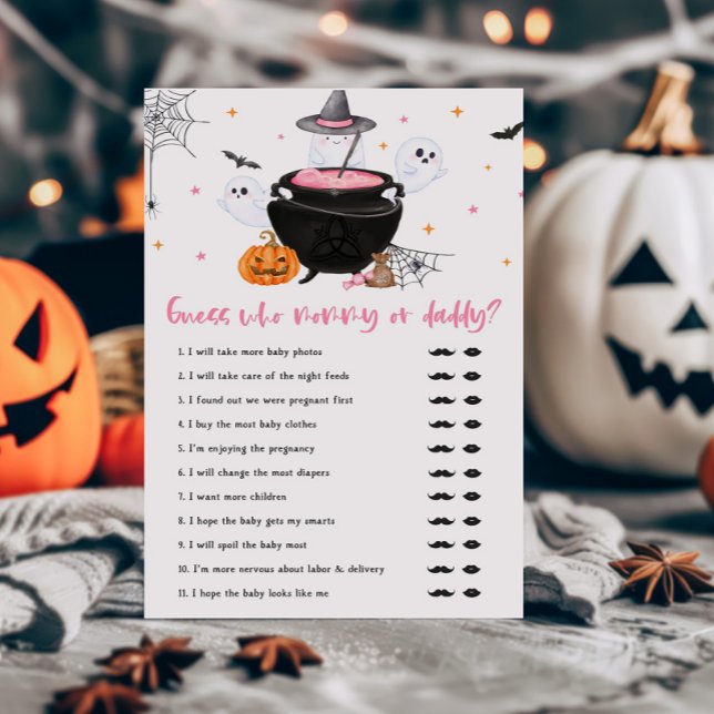 Roze Baby is het brouwen van Guess Who Mama of Dad (Baby is Brewing Baby Shower Guess who Mommy or Daddy Game)