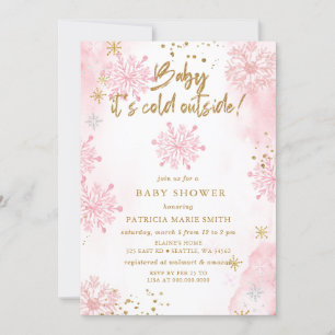 Roze Baby is koud buiten Baby shower Kaart