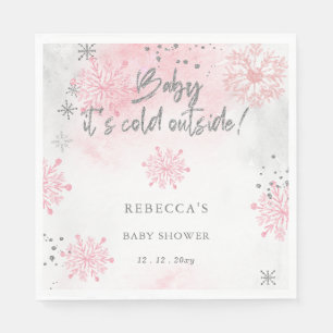 Roze Baby is koud buiten Baby shower Servet