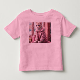 Roze Baby Kat Peuter Fijne Jersey T-shirt" Kinder Shirts