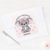 Roze Baby Koala Beer Vierkante Sticker (Envelop)
