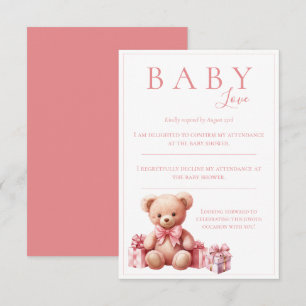 Roze Baby Love Waterverf Beer Baby shower RSVP Kaartje