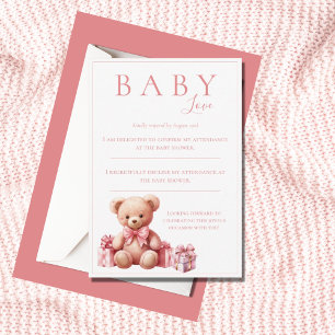 Roze Baby Love Waterverf Beer Baby shower RSVP Kaartje