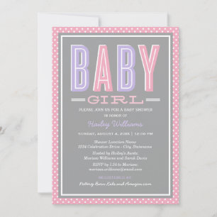 Roze Baby Meisje Baby Shower met Opvallende Letter Kaart