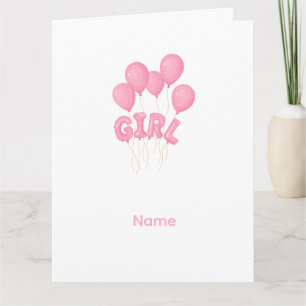Roze Baby Meisje Ballon Feest - Mooie Kinderkamer Kaart