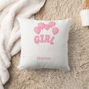 Roze Baby Meisje Ballon Feest - Mooie Kinderkamer Kussen