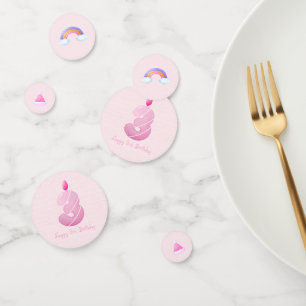 Roze Baby Meisje Derde Verjaardag Confetti